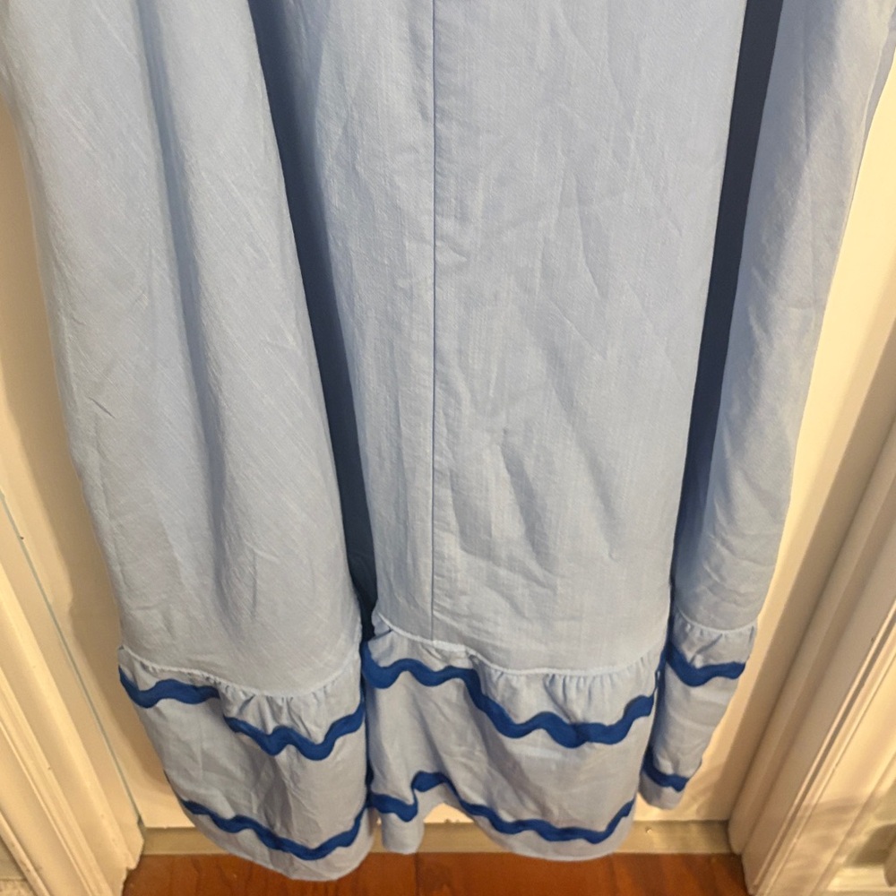 Light Blue Maxi Sundress with Navy Trim - Picture 5 of 14